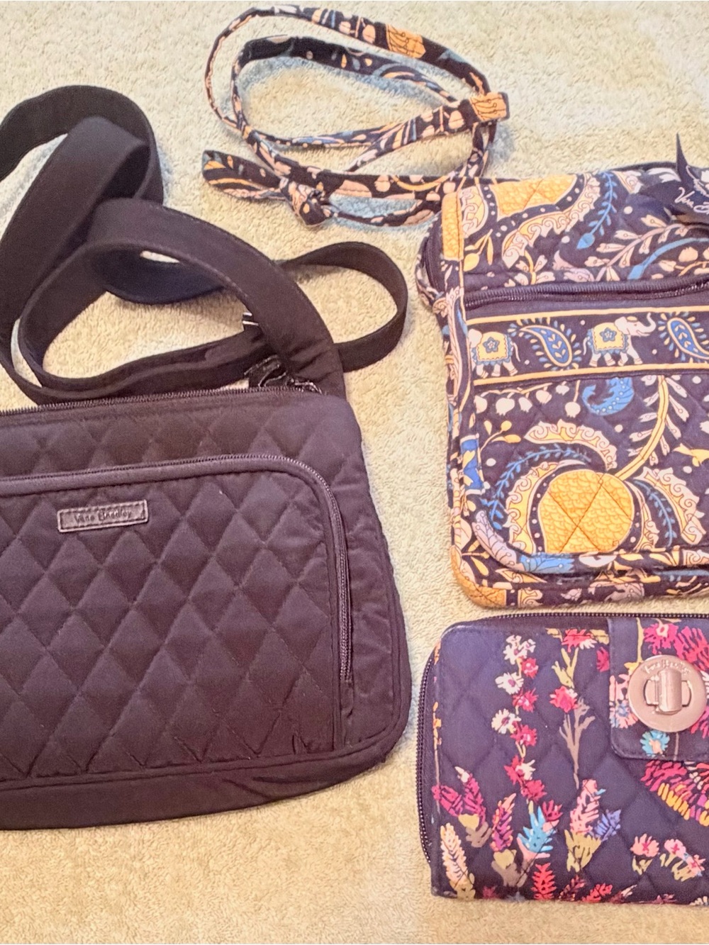 Vera Bradley 3pc Bundle Crossbody Bags & Wallet Quilted Floral
